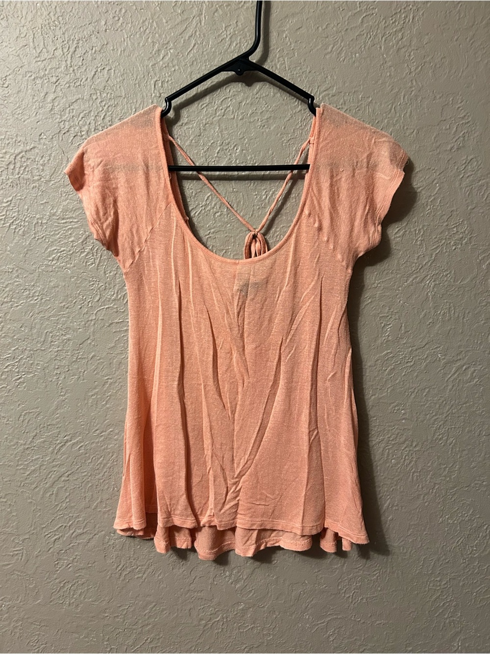 American Dream Peach Scoop Neck Tie-Back Cap Sleeve Camisole